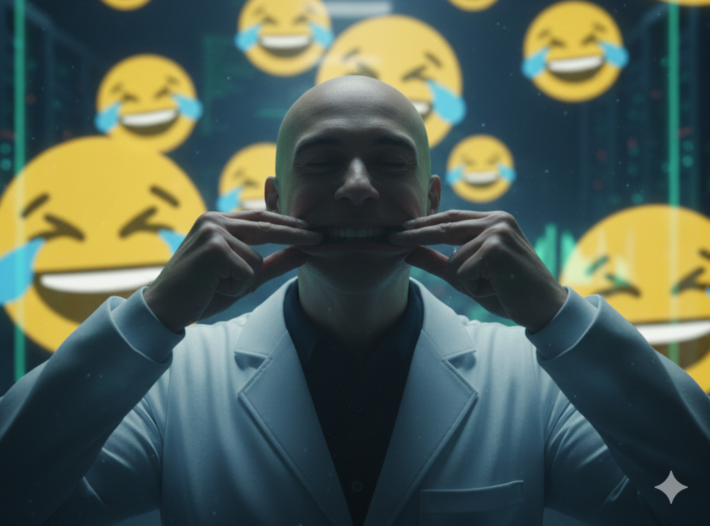 Observed human facial response associated with laughter